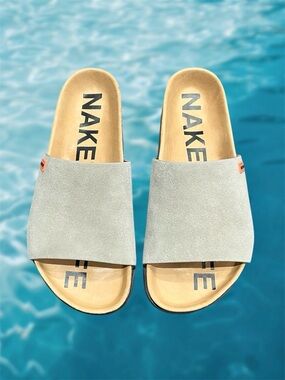 NAKED WOLFE MOODY UNISEX TAUPE SUEDE LEATHER SLIDE SANDALS